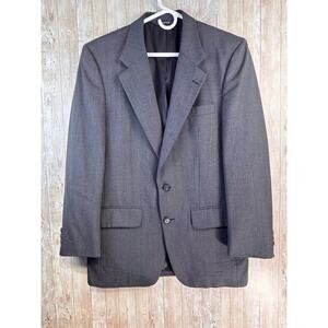 Burberrys' Wool Blazer‎ Jacket Mens 40 Gray Charcoal Button Sports Coat USA MADE